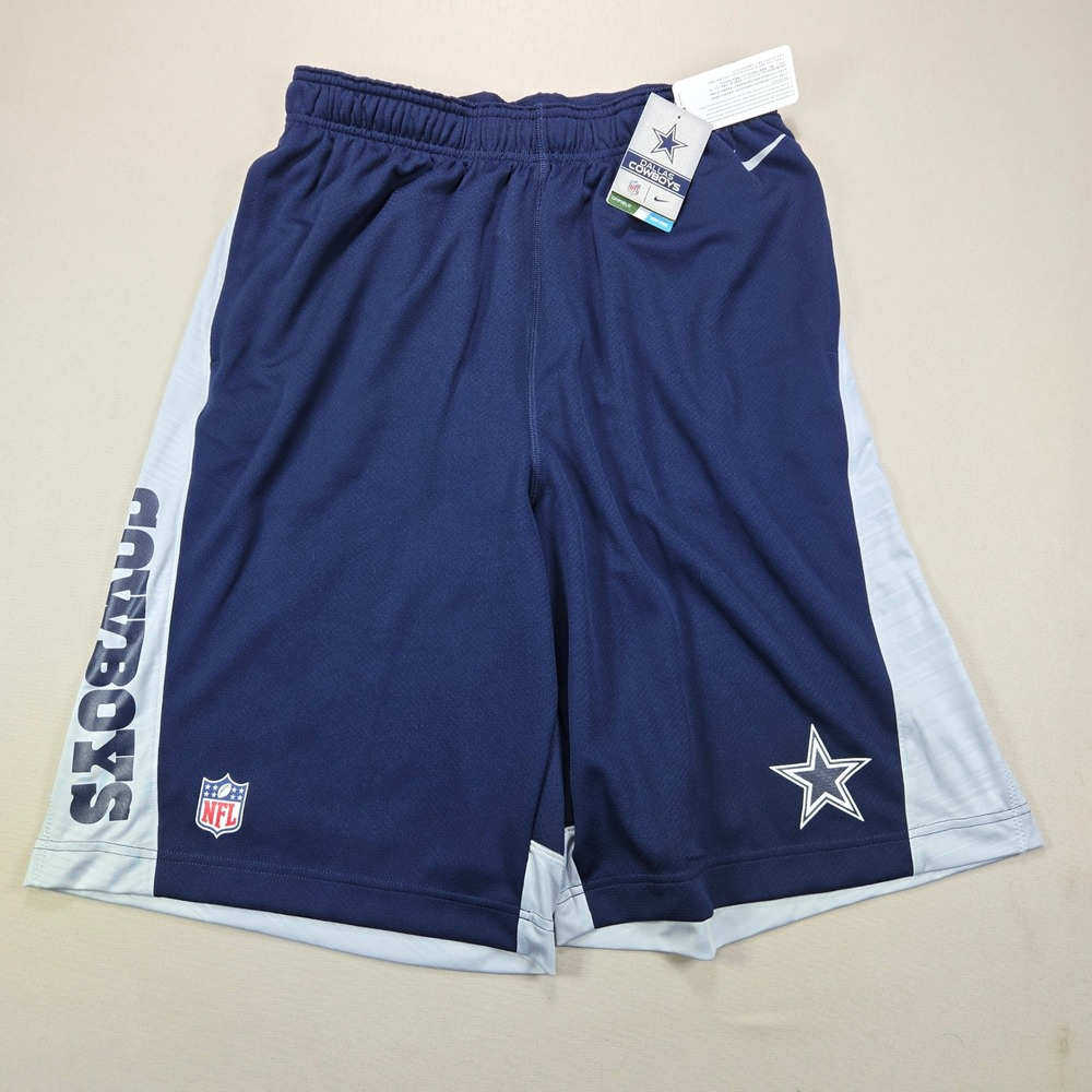 Nike Dallas Cowboys NFL Dri-FIT Onfield Training Shorts Navy Silver Mens Large